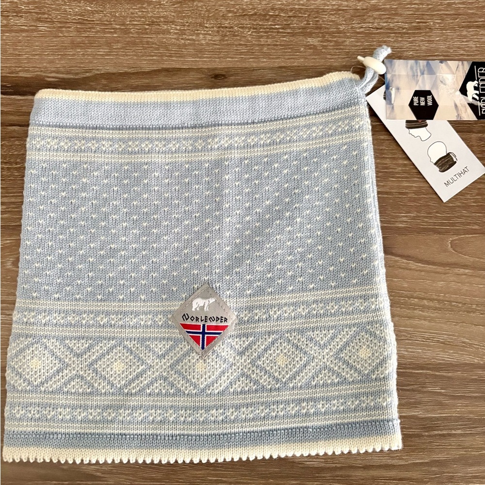Norlender Blue and White 100% Wool 3 and 1 multihat NWT